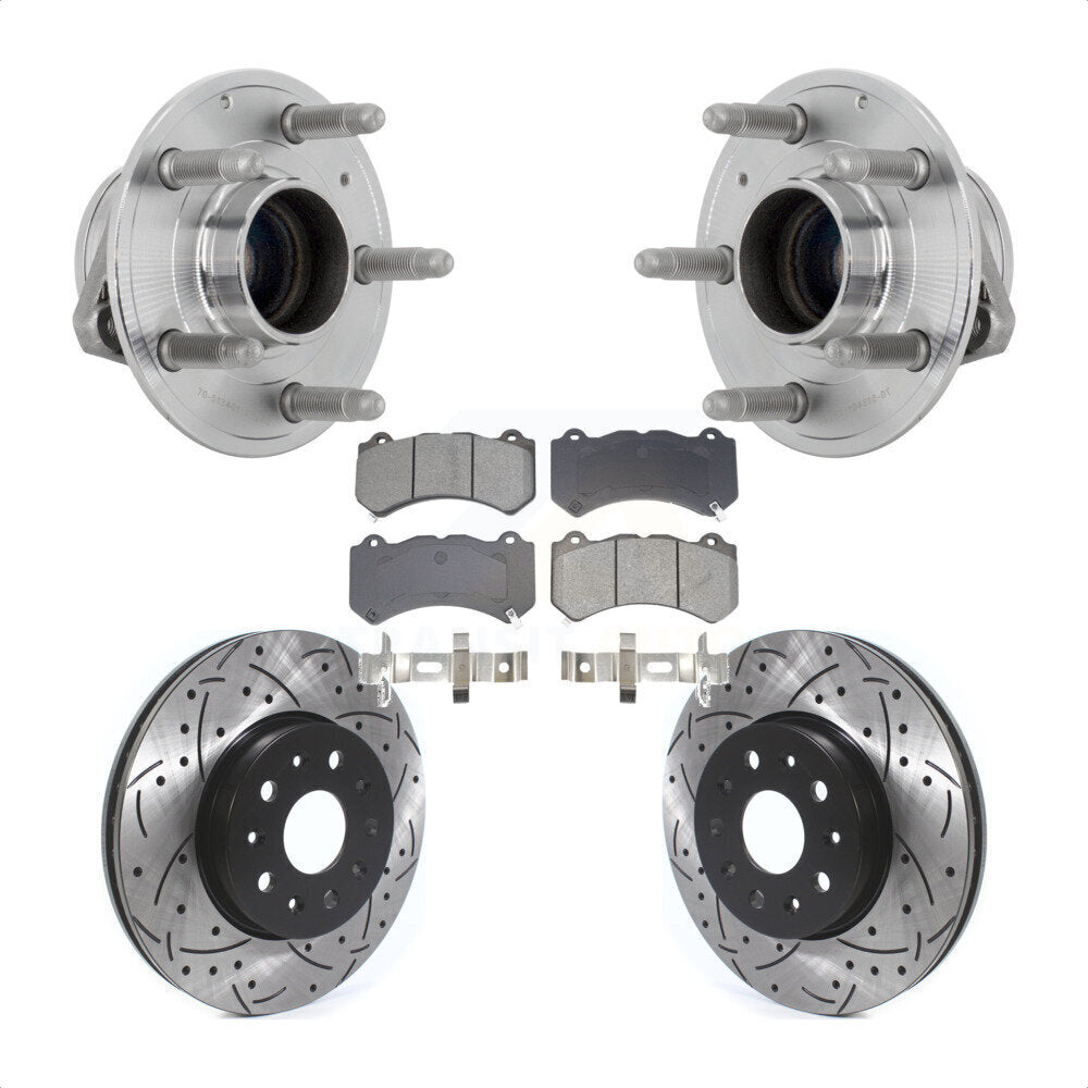 Front Hub Bearing Assembly Coat Drill Slot Brake Rotor Pad Kit For Chevrolet Camaro LT LS KBB-131465