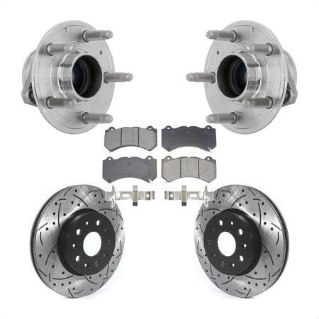 Front Hub Bearing Assembly Coat Drill Slot Brake Rotor Pad Kit For Chevrolet Camaro LT LS KBB-131465