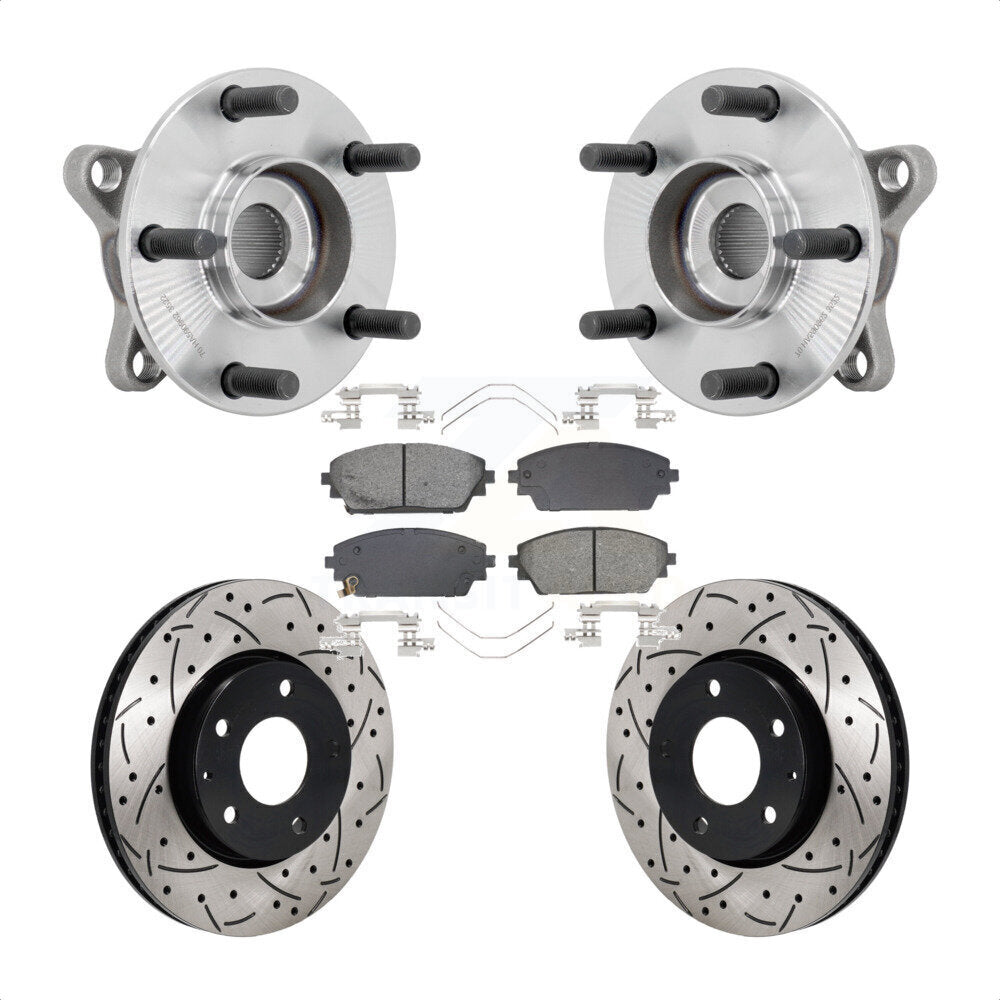 Front Hub Bearing Assembly Coat Drill Slot Brake Rotor Pads Kit For 2021-2022 Mazda 3 FWD KBB-131466