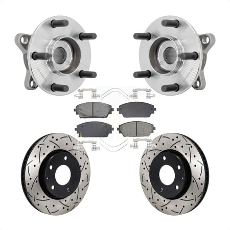 Front Hub Bearing Assembly Coat Drill Slot Brake Rotor Pads Kit For 2021-2022 Mazda 3 FWD KBB-131466