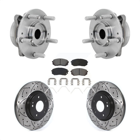 Front Hub Bearing Assembly Drilled Slot Brake Rotor & Pad Kit For Hyundai Kona Kia Seltos KBB-131470