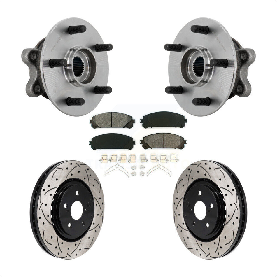 Front Hub Bearing Assembly Drilled Slot Brake Rotor & Pad Kit For 2021-2023 Toyota Sienna KBB-131473