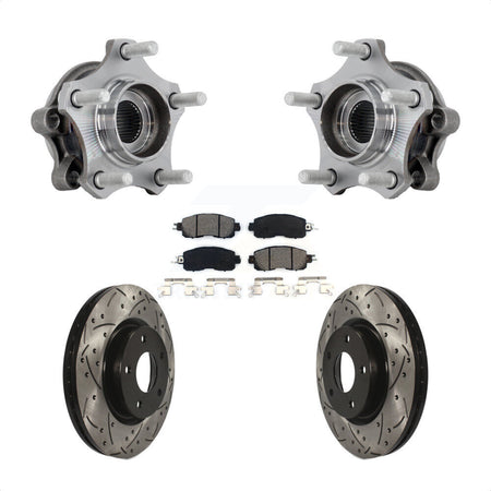 Front Hub Bearing Assembly Drilled Slot Brake Rotor & Pad Kit For 2019-2023 Nissan Altima KBB-131474
