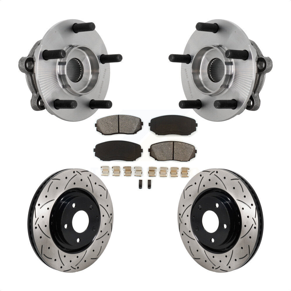 Front Hub Bearing Assembly Coated Drill Slot Brake Rotor Pad Kit For 2016-2023 Mazda CX-9 KBB-131477