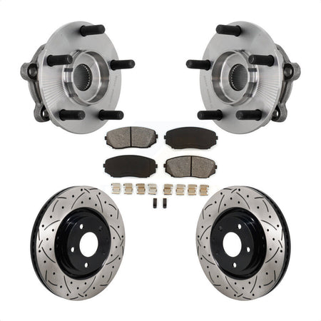 Front Hub Bearing Assembly Coated Drill Slot Brake Rotor Pad Kit For 2016-2023 Mazda CX-9 KBB-131477