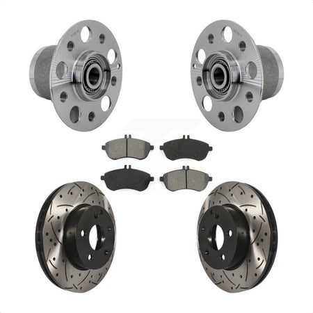 Front Hub Bearing Assembly Drilled Slot Brake Rotor & Pad Kit For Mercedes-Benz C300 C250 KBB-131478