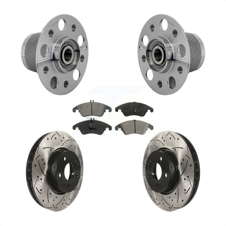 Front Hub Bearing Drill Slot Brake Rotor Pads Kit For Mercedes-Benz C300 E350 C350 SLC300 KBB-131481
