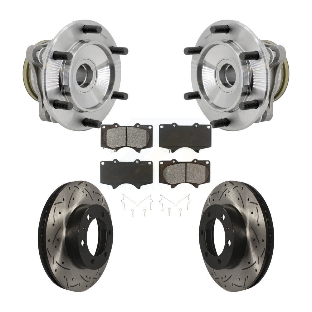 Front Hub Bearing Drilled Slot Brake Rotor & Pad Kit For Toyota Tacoma 4Runner FJ Cruiser KBB-131484