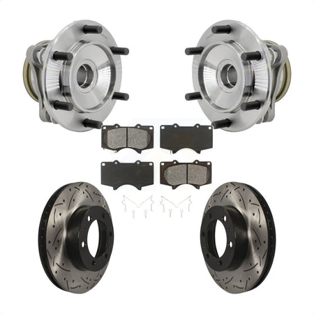 Front Hub Bearing Drilled Slot Brake Rotor & Pad Kit For Toyota Tacoma 4Runner FJ Cruiser KBB-131484