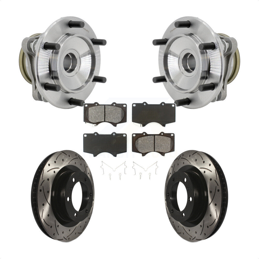 Front Hub Bearing Coated Drill Slot Brake Rotor Pads Kit For 2010-2021 Toyota 4Runner RWD KBB-131485