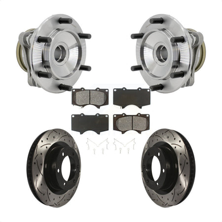 Front Hub Bearing Coated Drill Slot Brake Rotor Pads Kit For 2010-2021 Toyota 4Runner RWD KBB-131485