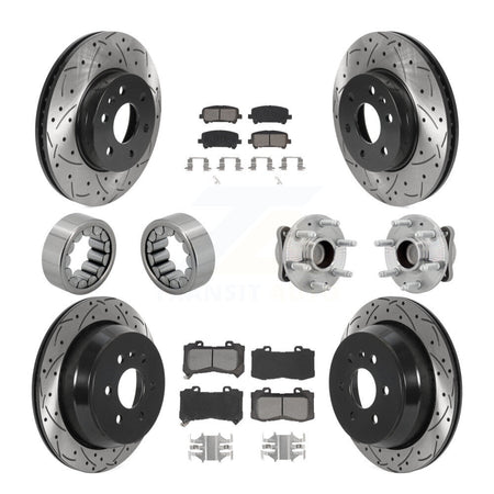 Front Rear Hub Bearing Coated Brake Rotor Pads Shoe Kit (10Pc) For Chevrolet Colorado GMC KBB-131487