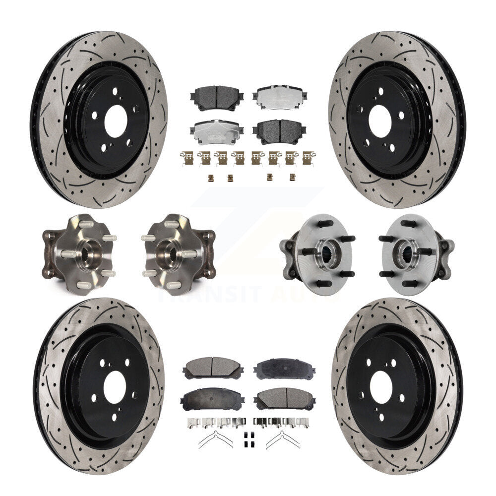 Front Rear Hub Bearing Coated Brake Rotor Pads Kit (10Pc) For 20-22 Toyota Highlander AWD KBB-131494