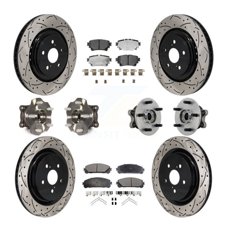 Front Rear Hub Bearing Coated Brake Rotor Pads Kit (10Pc) For 20-22 Toyota Highlander AWD KBB-131494