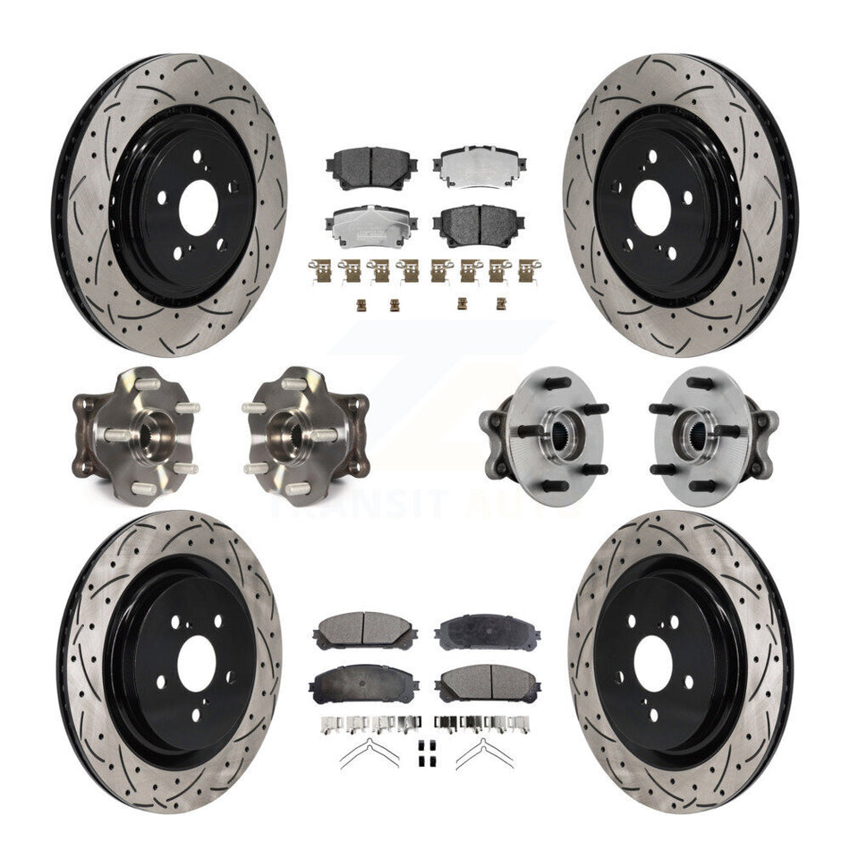 Front Rear Hub Bearing Coated Brake Rotor Pads Kit (10Pc) For 20-22 Toyota Highlander AWD KBB-131494
