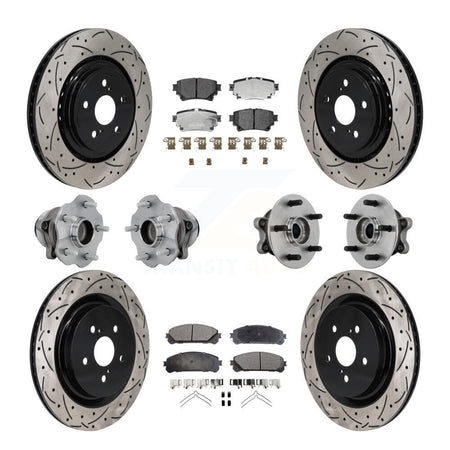 Front Rear Hub Bearing Coated Brake Rotor Pads Kit (10Pc) For 20-22 Toyota Highlander FWD KBB-131495