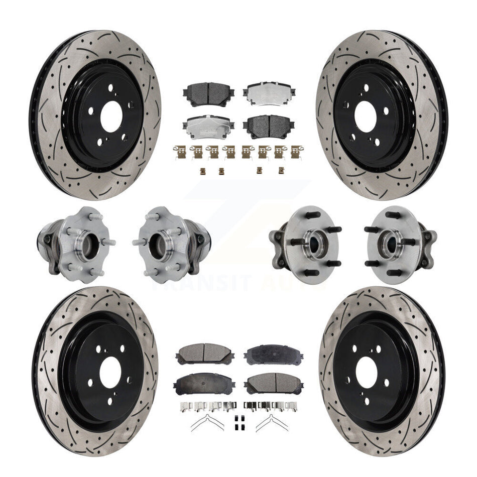 Front Rear Hub Bearing Coated Brake Rotor Pads Kit (10Pc) For 20-22 Toyota Highlander FWD KBB-131495