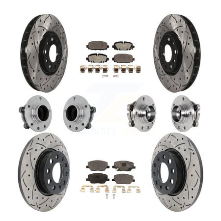 Front Rear Hub Bearings Coated Disc Brake Rotors And Pads Kit (10Pc) For Jeep Compass FWD KBB-131497
