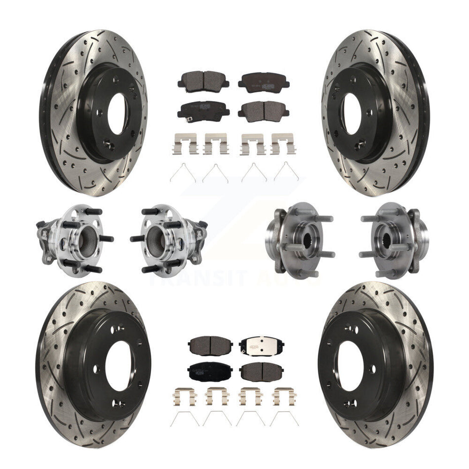 Front Rear Hub Bearing Coated Brake Rotor Pad Kit (10Pc) For Kia Forte Hyundai Elantra GT KBB-131498