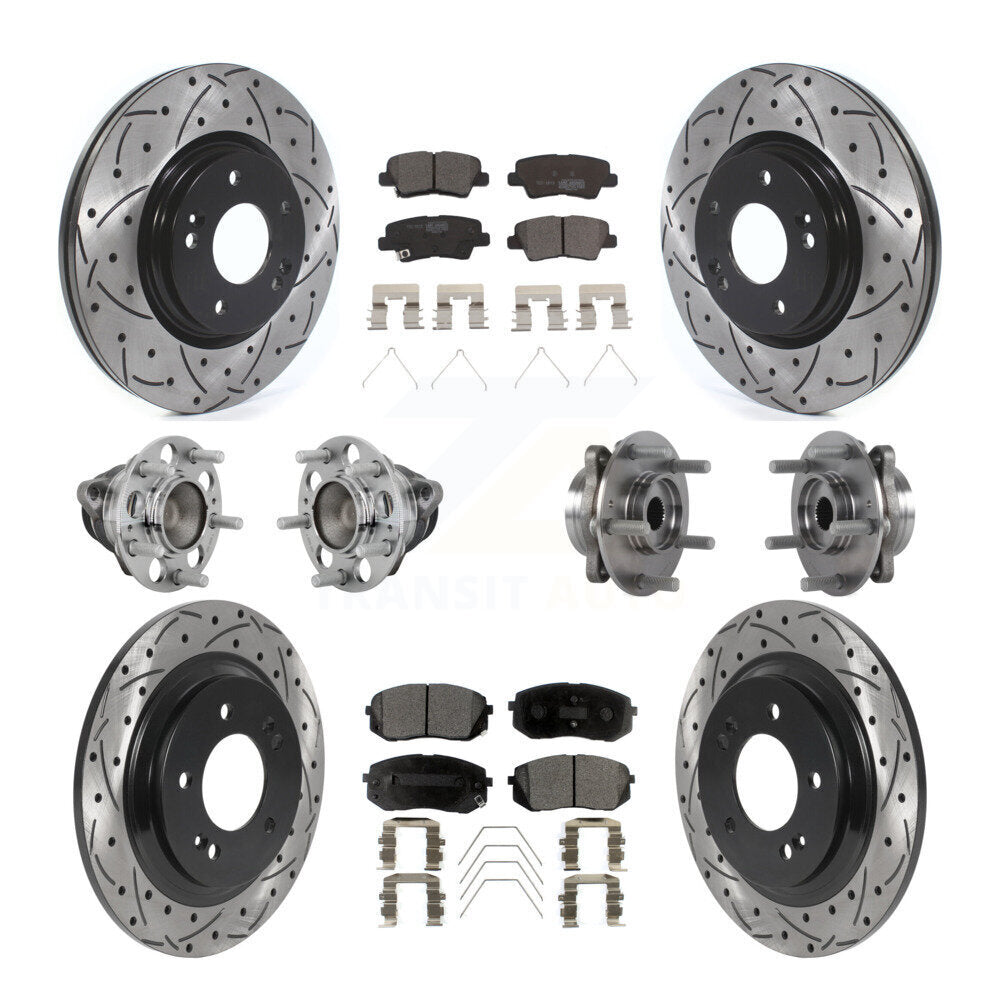 Front Rear Hub Bearing Coated Disc Brake Rotor And Pads Kit (10Pc) For Hyundai Elantra GT KBB-131500