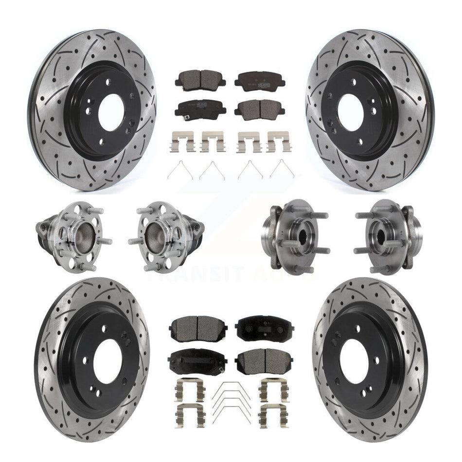 Front Rear Hub Bearing Coated Disc Brake Rotor And Pads Kit (10Pc) For Hyundai Elantra GT KBB-131500