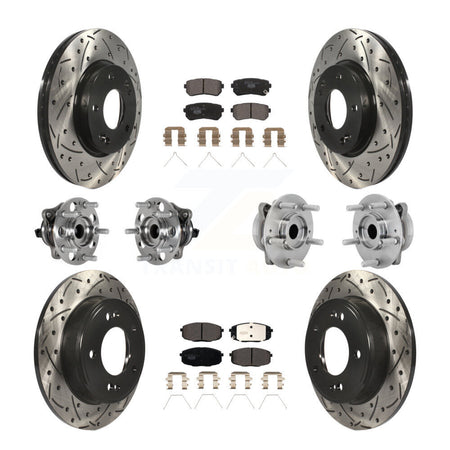 Front Rear Hub Bearings Coated Disc Brake Rotors And Pads Kit (10Pc) For Hyundai Kona KBB-131501