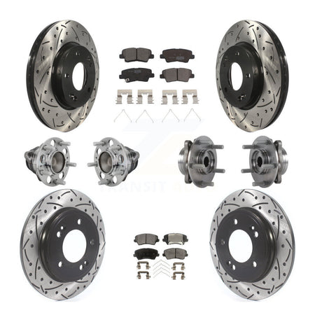 Front Rear Hub Bearings Coated Disc Brake Rotors And Pads Kit (10Pc) For Hyundai Veloster KBB-131502