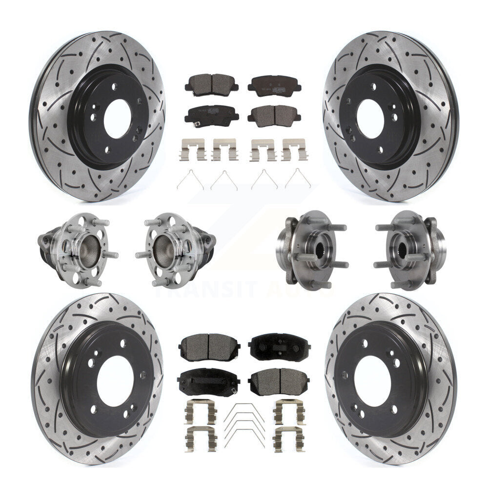 Front Rear Hub Bearing Coated Brake Rotor & Pad Kit (10Pc) For Kia Forte Hyundai Veloster KBB-131503