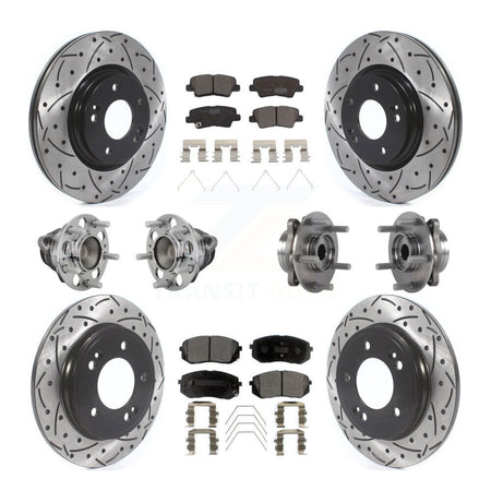 Front Rear Hub Bearing Coated Brake Rotor & Pad Kit (10Pc) For Kia Forte Hyundai Veloster KBB-131503