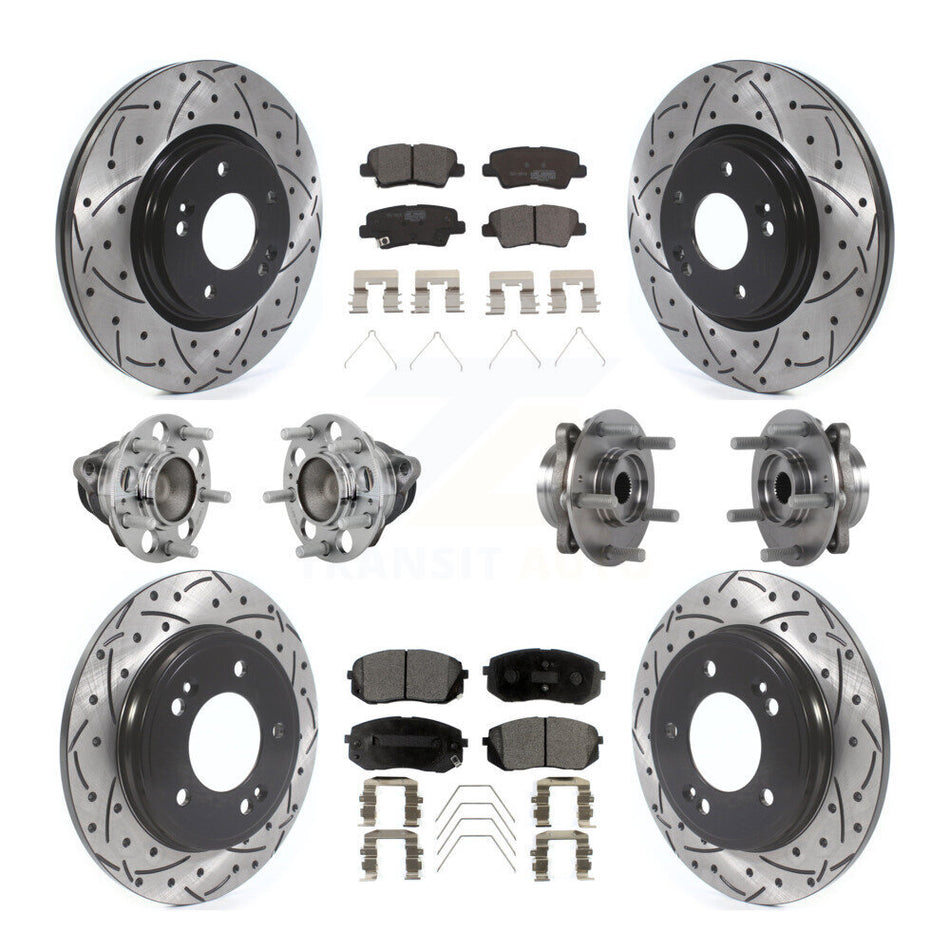 Front Rear Hub Bearing Coated Brake Rotor & Pad Kit (10Pc) For Kia Forte Hyundai Veloster KBB-131503