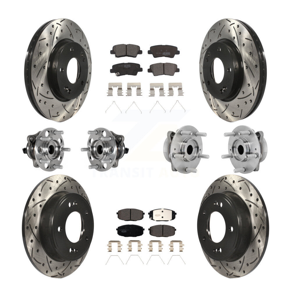 Front Rear Hub Bearing Coat Brake Rotor Pads Kit (10Pc) For 22 Hyundai Kona FWD with 2.0L KBB-131507