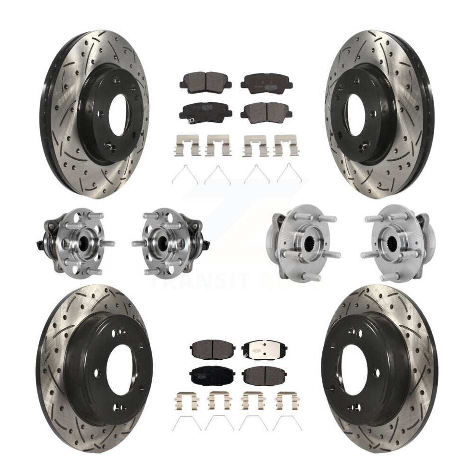 Front Rear Hub Bearing Coat Brake Rotor Pads Kit (10Pc) For 22 Hyundai Kona FWD with 2.0L KBB-131507