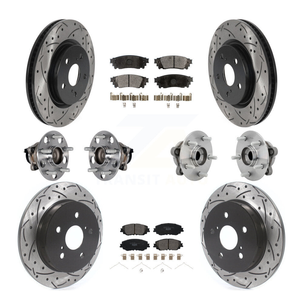 Front Rear Hub Bearing Coated Disc Brake Rotor And Ceramic Pad Kit (10Pc) For Toyota C-HR KBB-131508