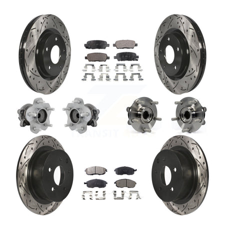 Front Rear Hub Bearing Coated Disc Brake Rotor And Ceramic Pad Kit (10Pc) For Nissan Juke KBB-131509