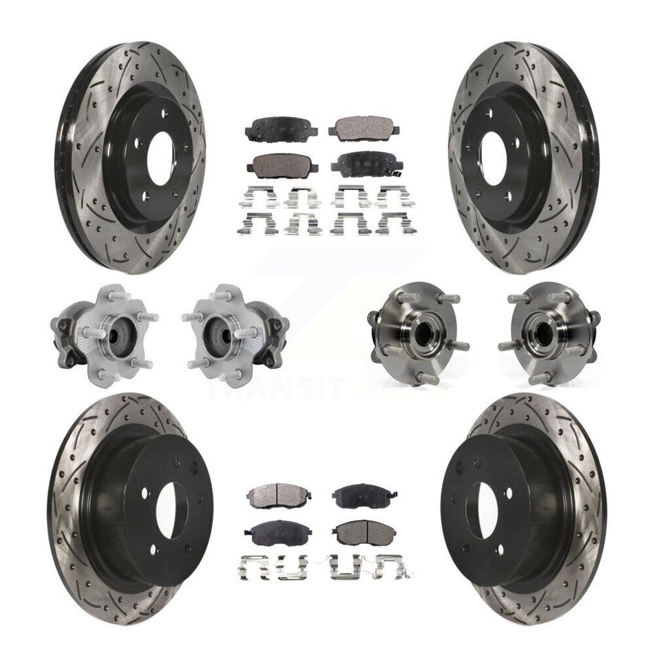 Front Rear Hub Bearing Coated Disc Brake Rotor And Ceramic Pad Kit (10Pc) For Nissan Juke KBB-131509