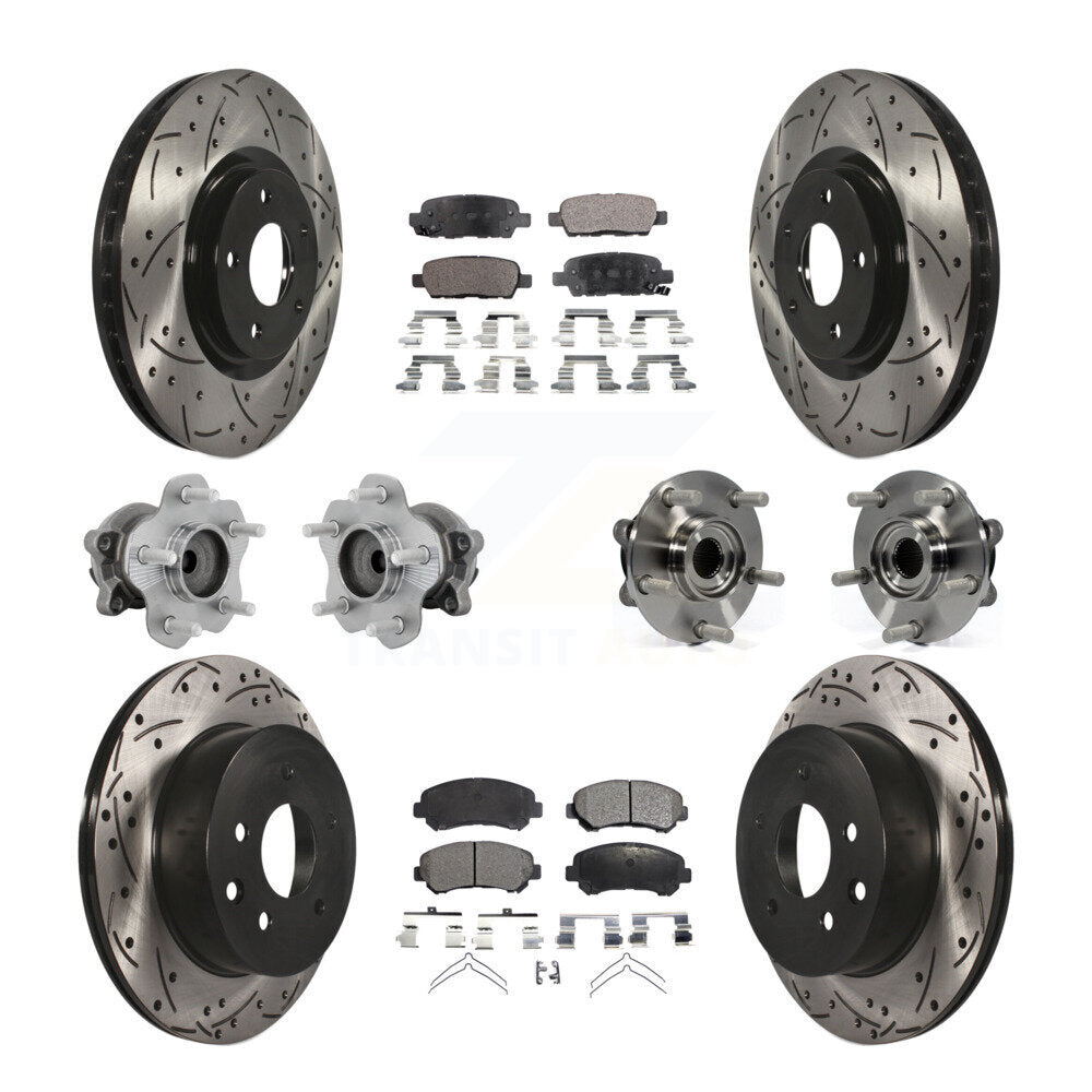 Front Rear Hub Bearing Coat Brake Rotor Pads Kit (10Pc) For Nissan Juke Nismo RS with FWD KBB-131510