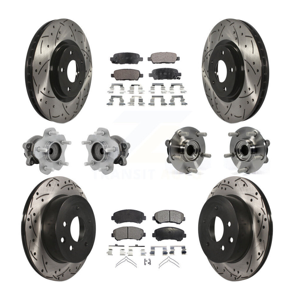 Front Rear Hub Bearing Coat Brake Rotor Pads Kit (10Pc) For Nissan Juke Nismo RS with FWD KBB-131510