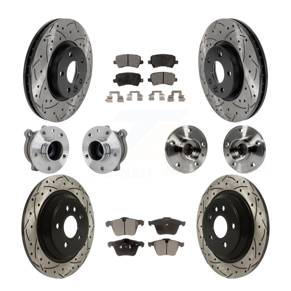 Front Rear Hub Bearing Coated Disc Brake Rotors And Ceramic Pads Kit (10Pc) For Volvo V70 KBB-131513