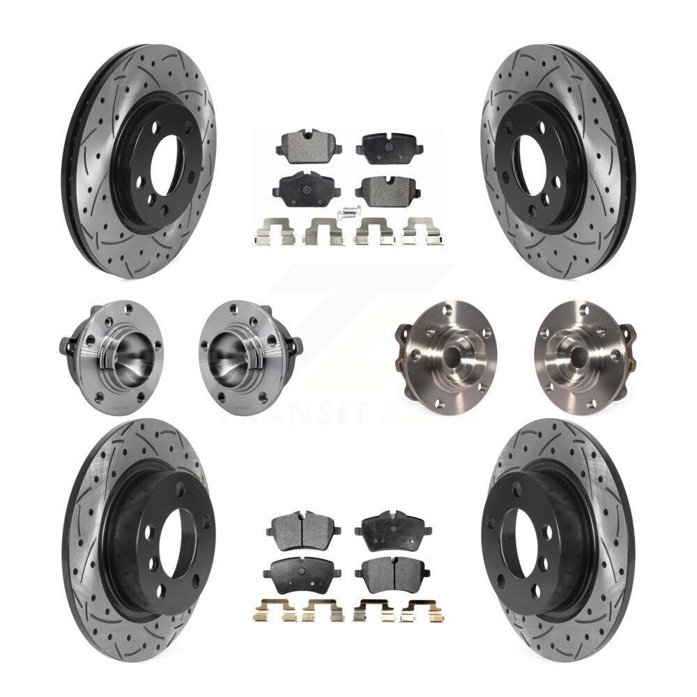 Front Rear Hub Bearing Coat Brake Rotor Pad Kit (10Pc) For Mini Cooper Countryman Paceman KBB-131517