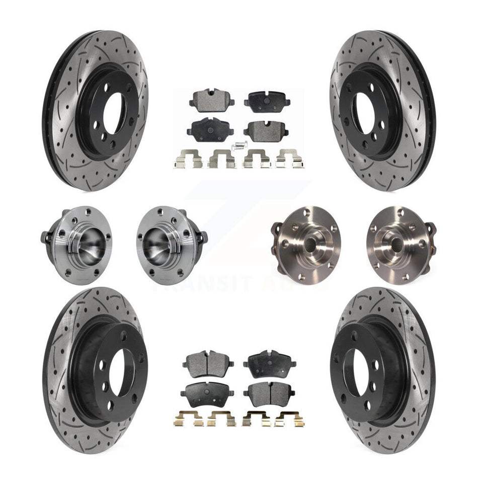 Front Rear Hub Bearing Coat Brake Rotor Pad Kit (10Pc) For Mini Cooper Countryman Paceman KBB-131517