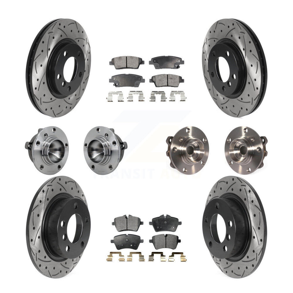 Front Rear Hub Bearing Coat Brake Rotor Pad Kit (10Pc) For Mini Cooper Paceman S with FWD KBB-131518