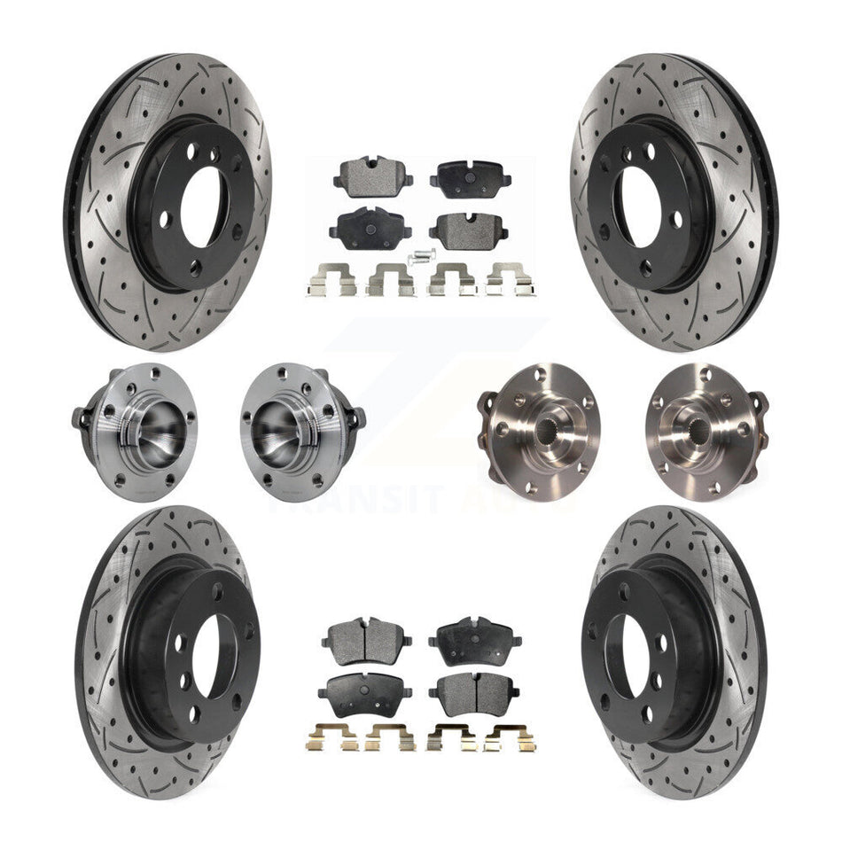 Front Rear Hub Bearing Coat Brake Rotor Pad Kit (10Pc) For Mini Cooper Countryman Paceman KBB-131519