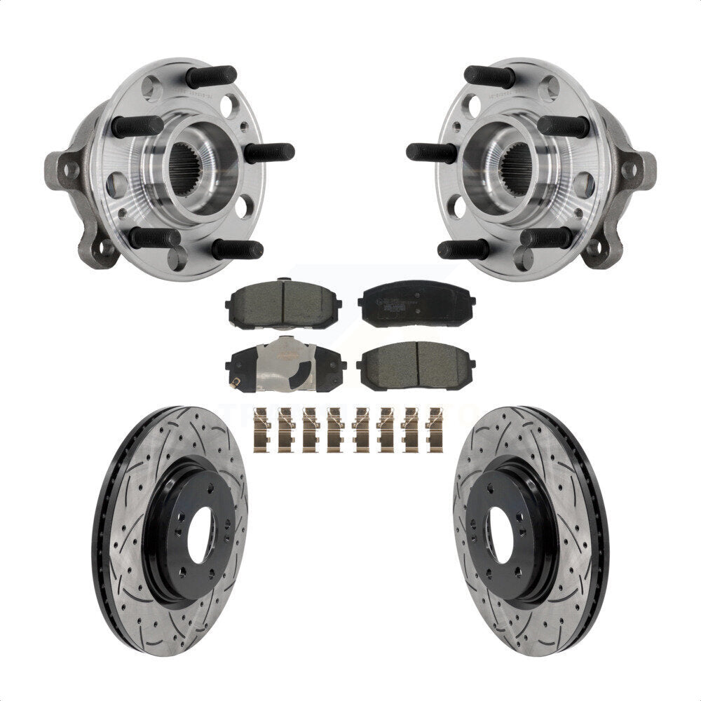 Front Hub Bearing Assembly Coat Drill Slot Brake Rotor Pads Kit For Hyundai Sonata Kia K5 KBB-131530