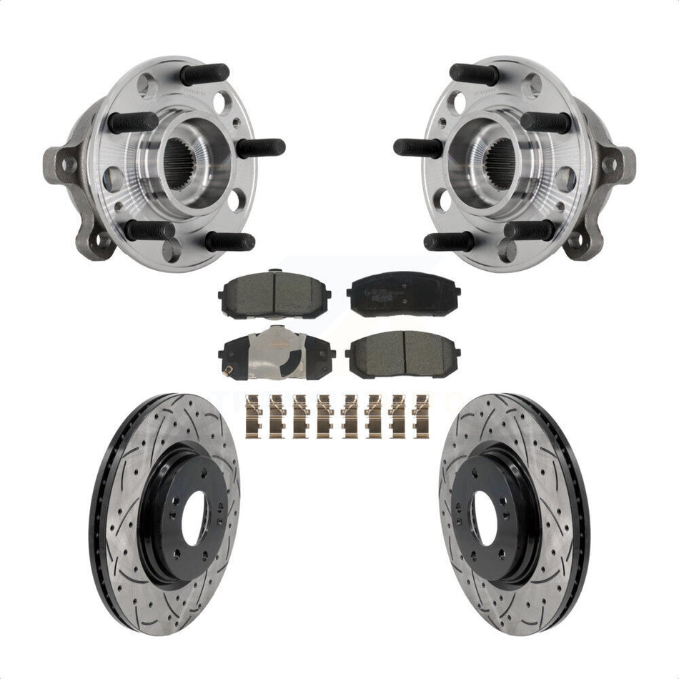 Front Hub Bearing Assembly Coat Drill Slot Brake Rotor Pads Kit For Hyundai Sonata Kia K5 KBB-131530