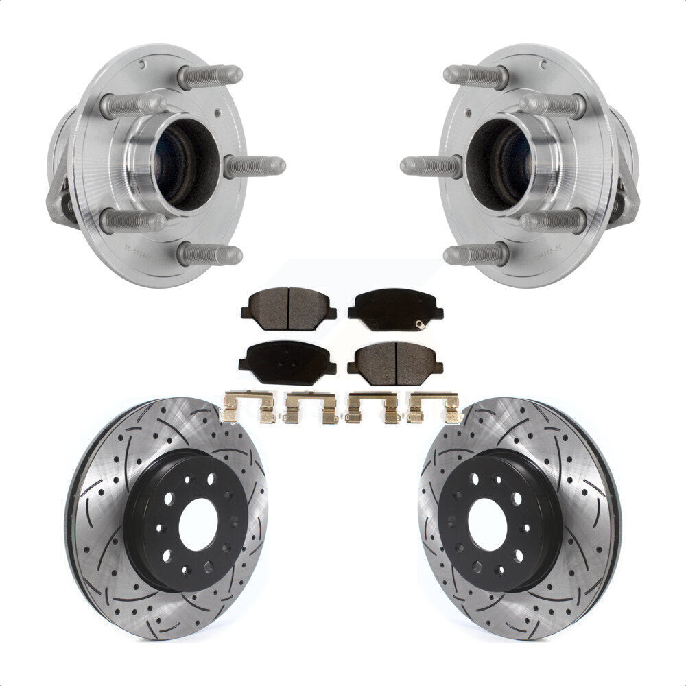 Front Hub Bearing Assembly Coated Drilled Slot Brake Rotor & Pad Kit For Chevrolet Camaro KBB-131535