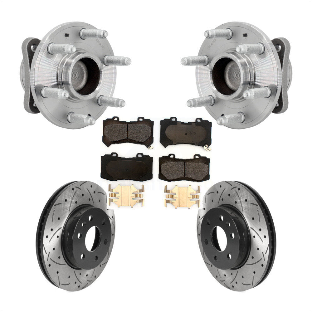 Front Hub Bearing Drilled Slot Brake Rotor Pads Kit For Chevrolet Colorado GMC Canyon RWD KBB-131538