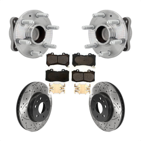 Front Hub Bearing Drilled Slot Brake Rotor Pads Kit For Chevrolet Colorado GMC Canyon RWD KBB-131538