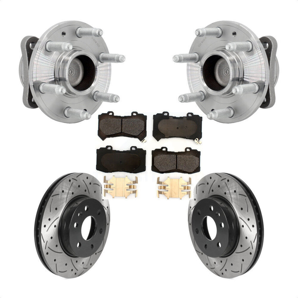 Front Hub Bearing Drilled Slot Brake Rotor Pads Kit For Chevrolet Colorado GMC Canyon RWD KBB-131538