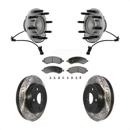 Front Hub Bearing Drilled Slot Brake Rotor & Pad Kit For Dodge Ram 1500 With 8 Lug Wheels KBB-131543
