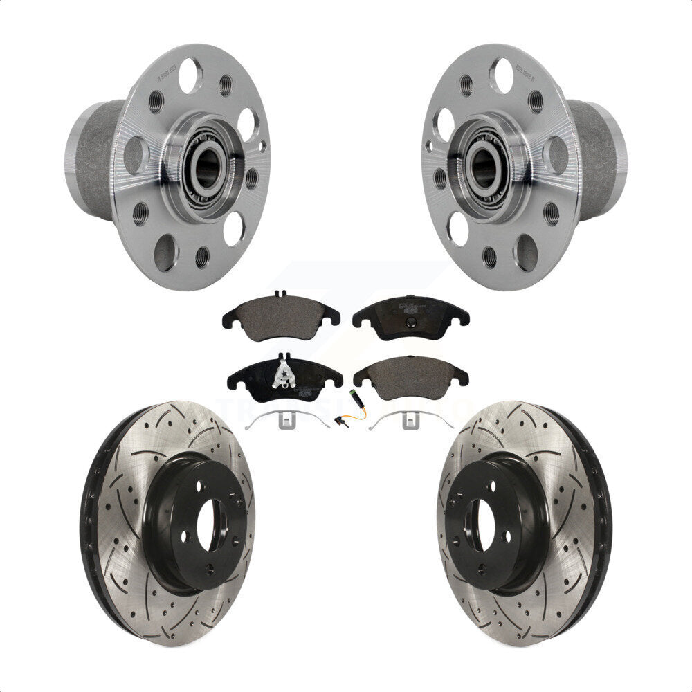 Front Hub Bearing Drill Slot Brake Rotor Pads Kit For Mercedes-Benz C300 E350 C350 SLC300 KBB-131550